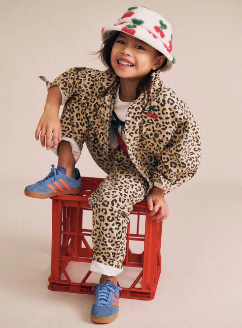 HUXBABY I Very Cherry Leopard Print Denim Jacket