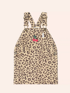 HUXBABY I Very Cherry Leopard Print Denim Pinafore