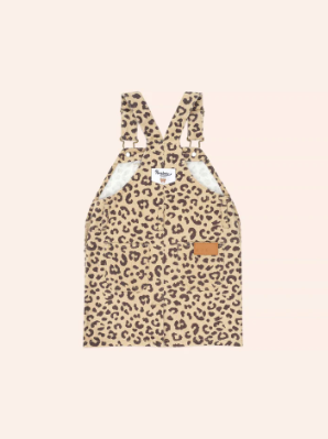 HUXBABY I Very Cherry Leopard Print Denim Pinafore