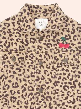 HUXBABY I Very Cherry Leopard Print Denim Jacket