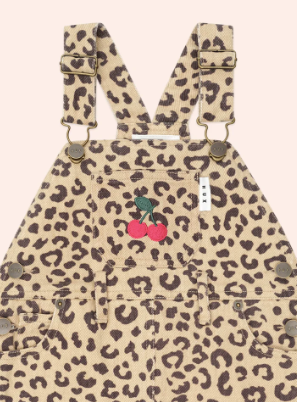 HUXBABY I Very Cherry Leopard Print Denim Pinafore