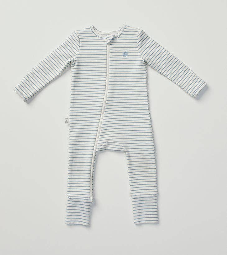 KYND BABY I Light Zippee Baby Romper I Dusk Blue Stripe