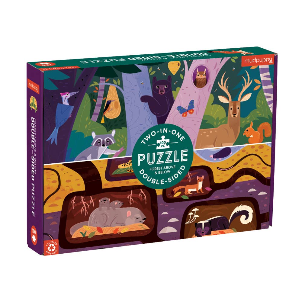 MUDPUPPY I 100 Pc Double-Sided Puzzle I Forest