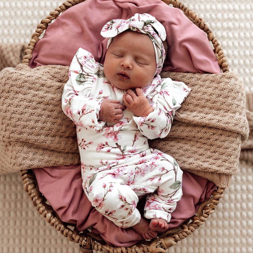 SNUGGLE HUNNY I Cherry Blossom Organic Growsuit: 3-6 Months (00)