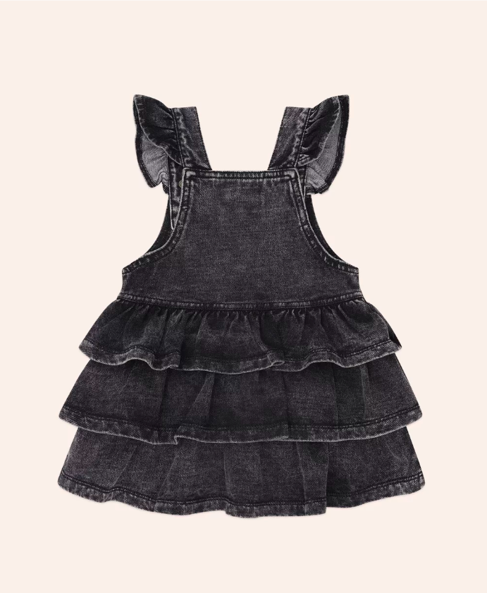HUXBABY I Knit Denim Frill Pinafore