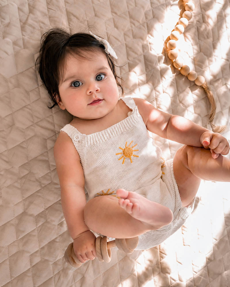 Bebe Scout Knitted Sun Overalls I Cream