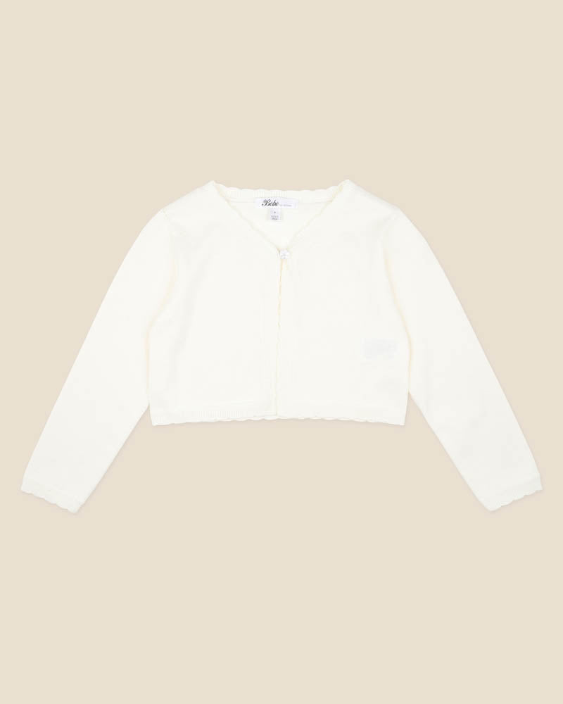 Bebe Scalloped Edge Organic Cardigan