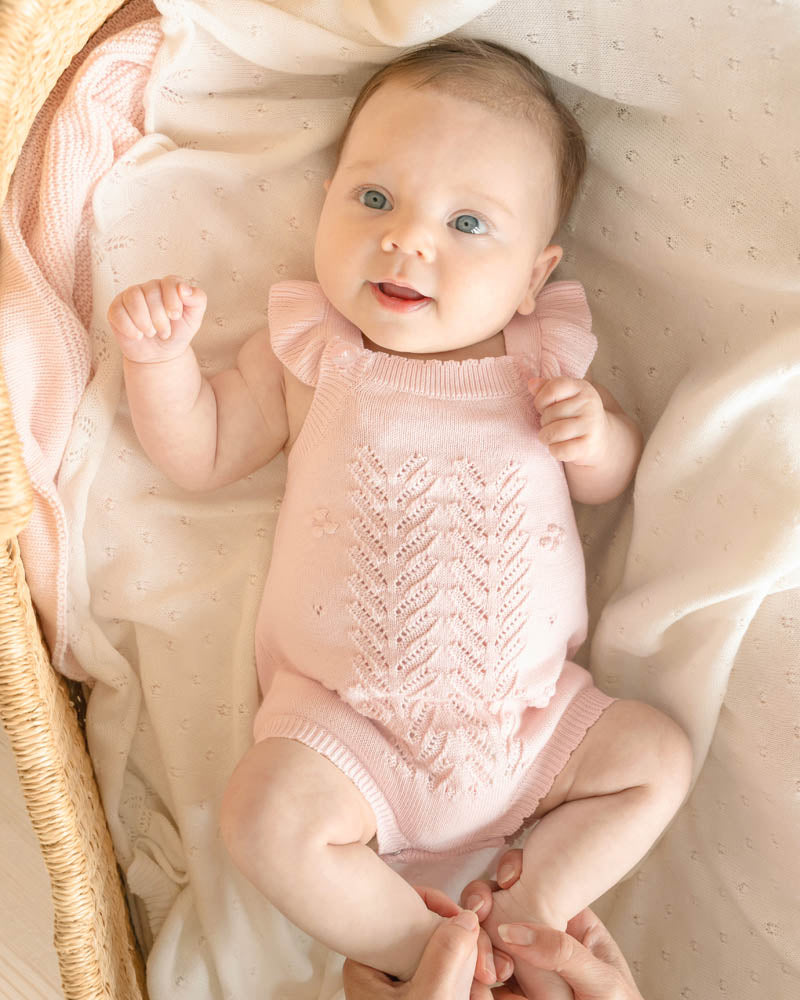 Bebe Organic Pink Bobble Knit Bodysuit