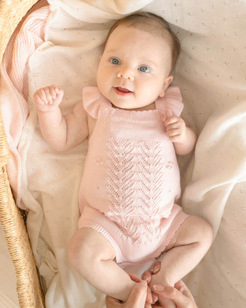 Bebe Organic Pink Bobble Knit Bodysuit