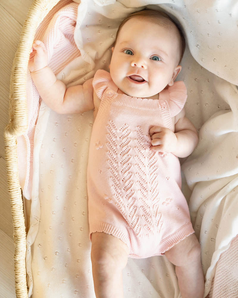 Bebe Organic Pink Bobble Knit Bodysuit