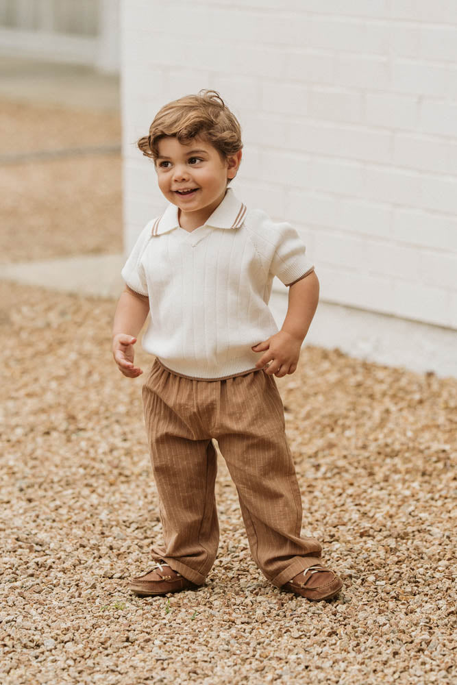 Bebe Evan SS Collared Jumper I Cream