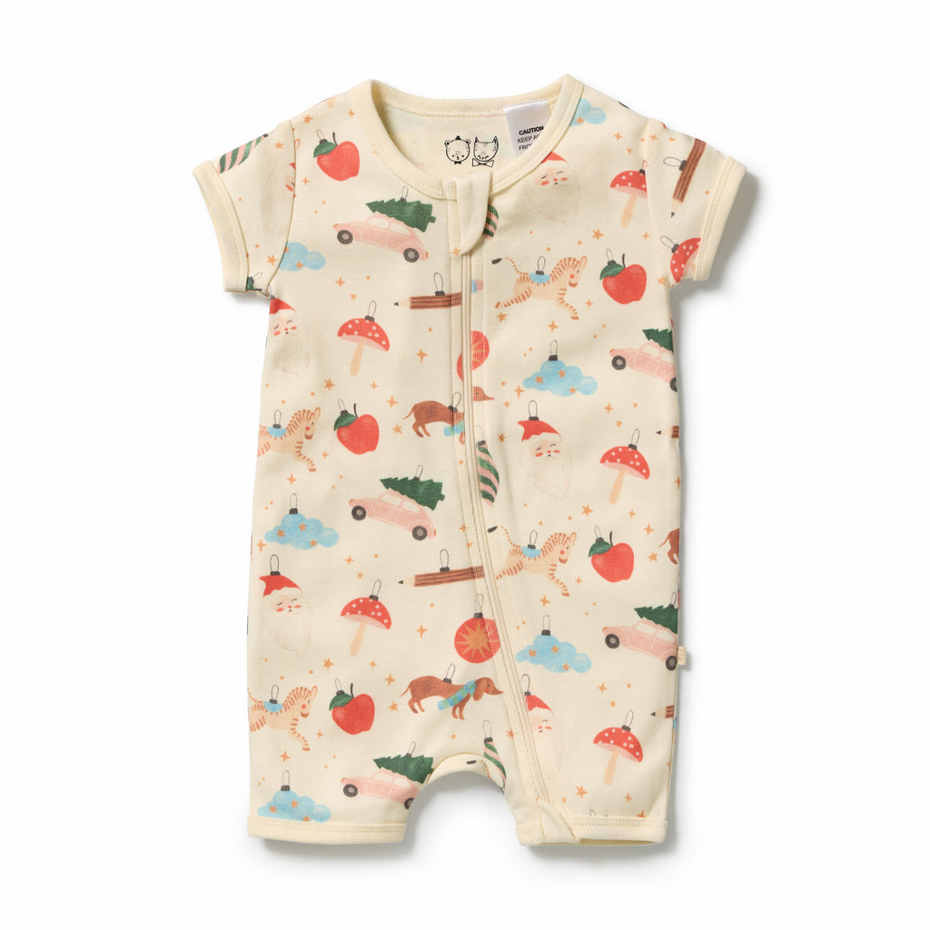 Wilson + Frenchy Deck the Halls Organic Rib Boyleg Zipsuit