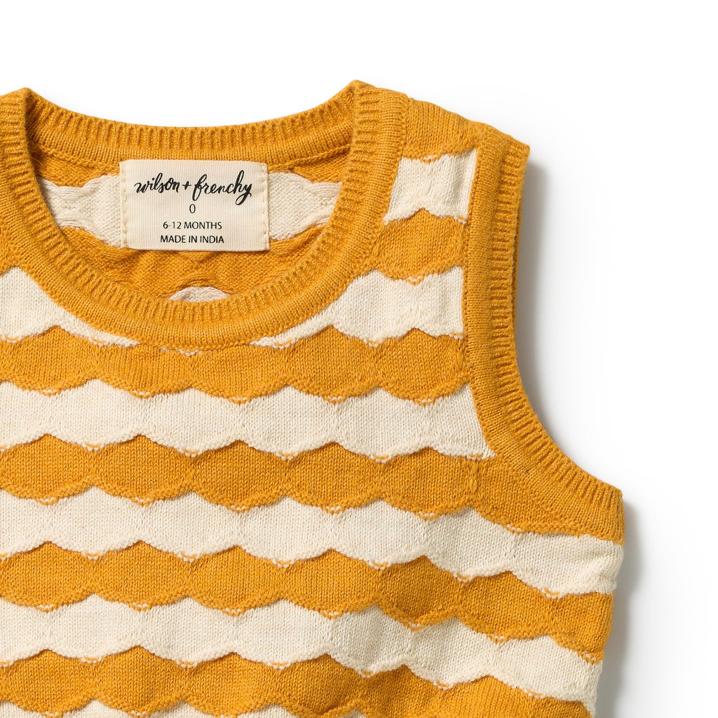 Wilson + Frenchy Marmalade Organic Knitted Chevron Bodysuit