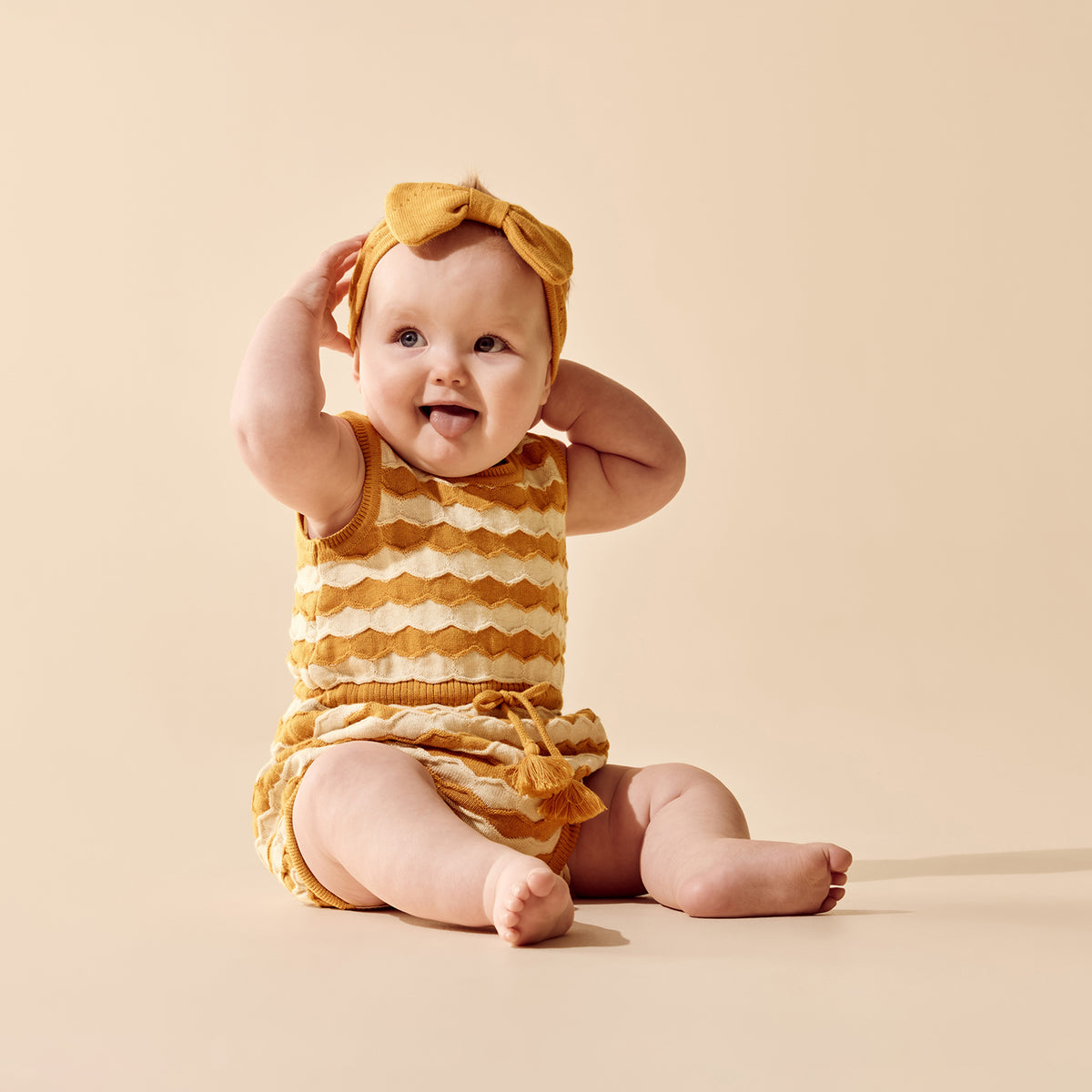 Wilson + Frenchy Marmalade Organic Knitted Chevron Bodysuit