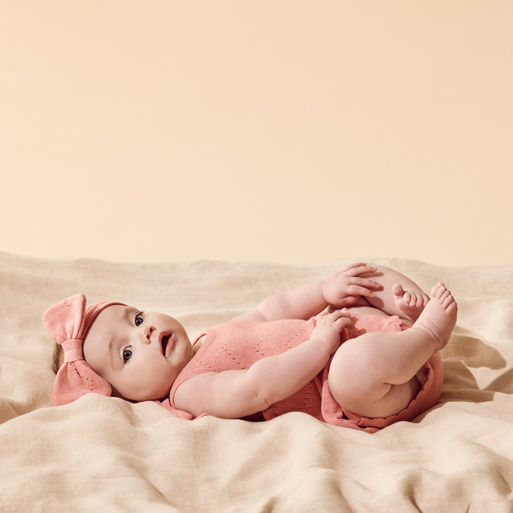 Wilson + Frenchy Petal Pink Organic Knitted Pointelle Headband