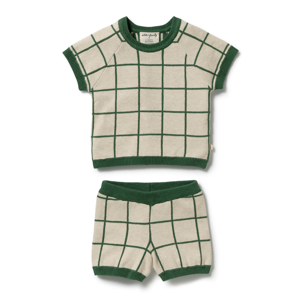 Wilson + Frenchy Lagoon Organic Knitted Check Set