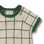 Wilson + Frenchy Lagoon Organic Knitted Check Growsuit