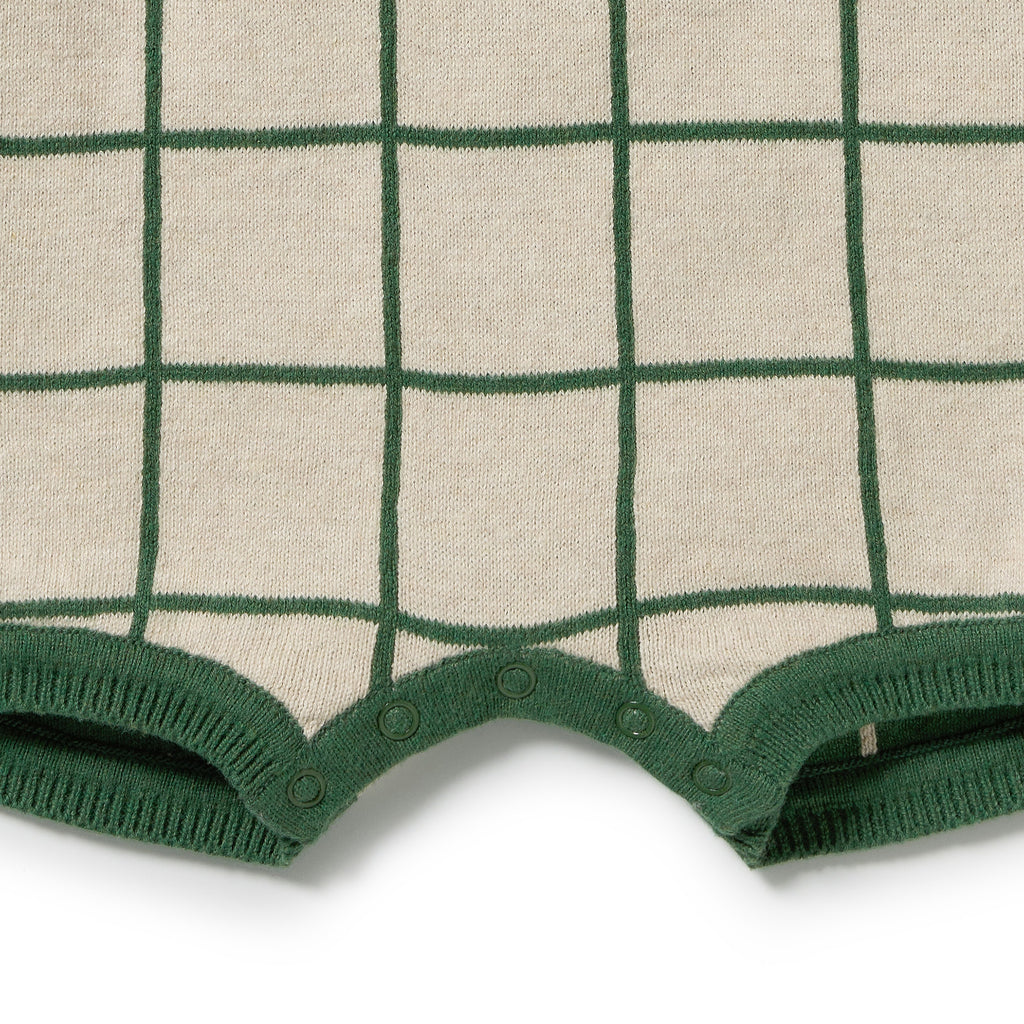 Wilson + Frenchy Lagoon Organic Knitted Check Growsuit