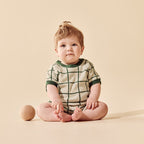 Wilson + Frenchy Lagoon Organic Knitted Check Growsuit