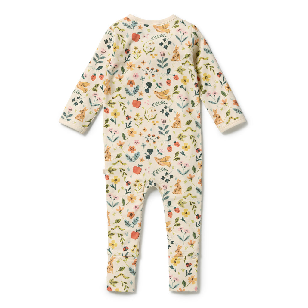 Wilson + Frenchy Summer Garden Organic Zipsuit with Feet
