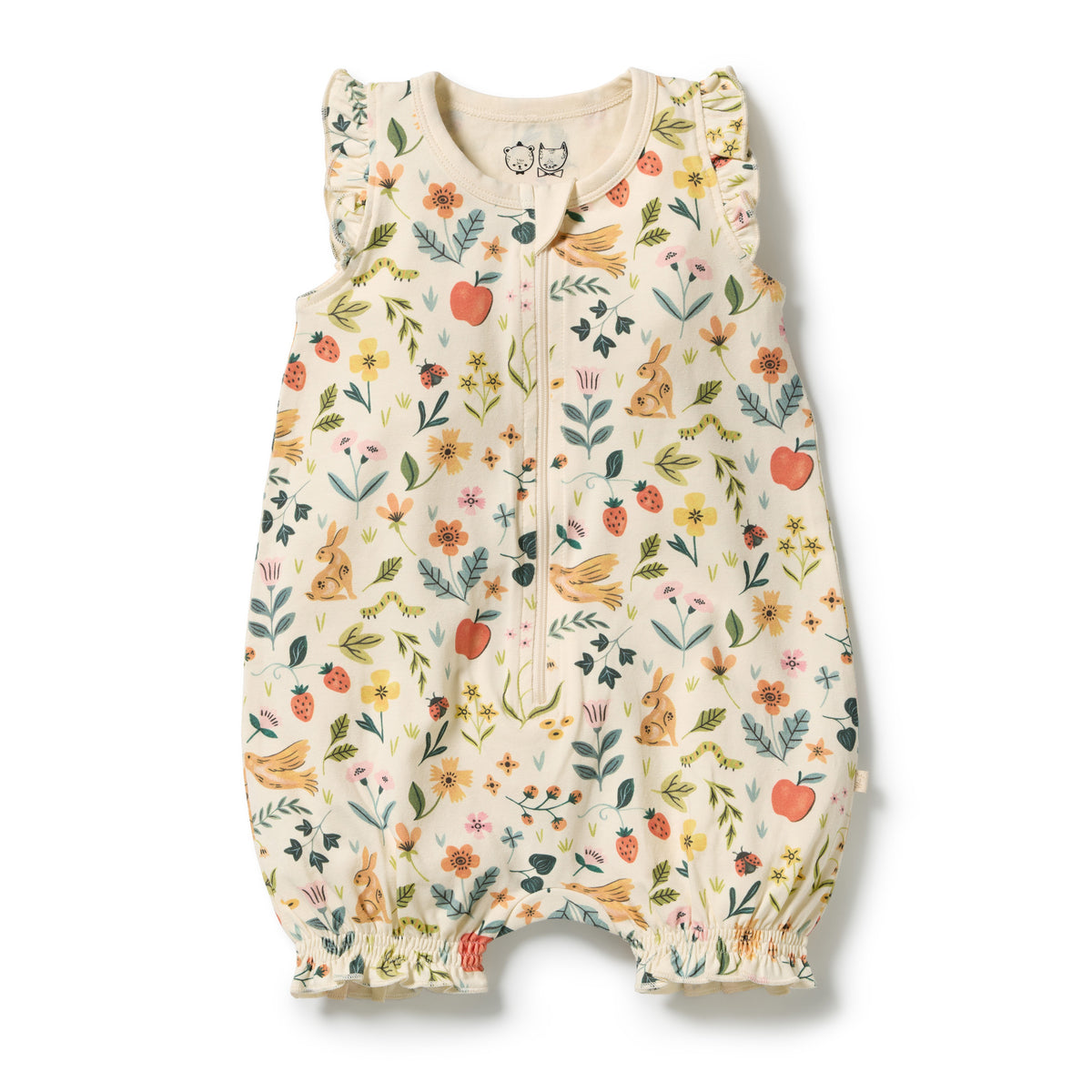 Wilson + Frenchy Summer Garden Organic Ruffle Zipsuit