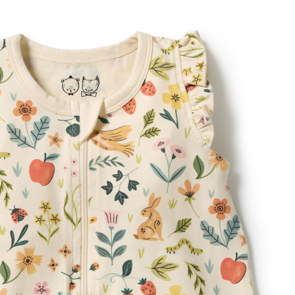Wilson + Frenchy Summer Garden Organic Ruffle Zipsuit