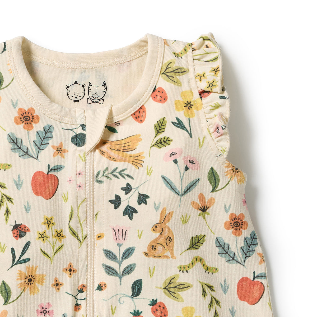 Wilson + Frenchy Summer Garden Organic Ruffle Zipsuit
