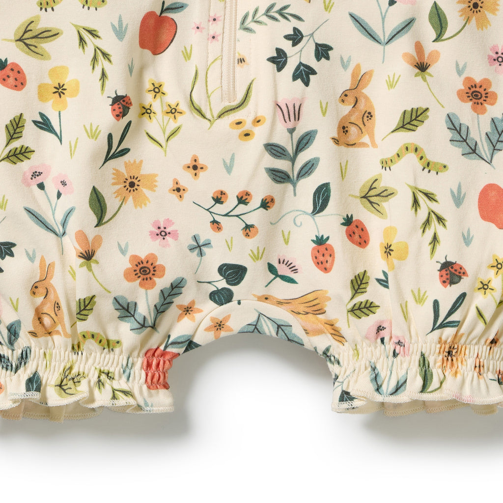 Wilson + Frenchy Summer Garden Organic Ruffle Zipsuit