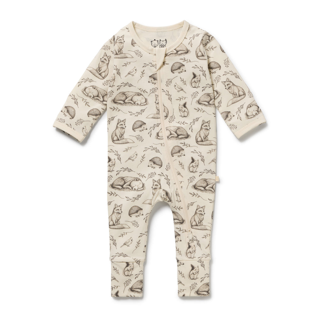 Wilson + Frenchy Foxglove Forest Organic Zipsuit with Feet