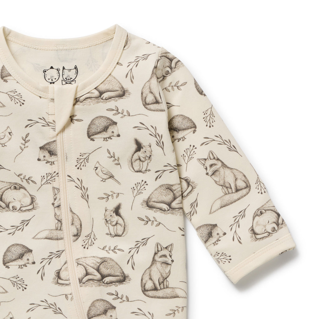 Wilson + Frenchy Foxglove Forest Organic Zipsuit with Feet