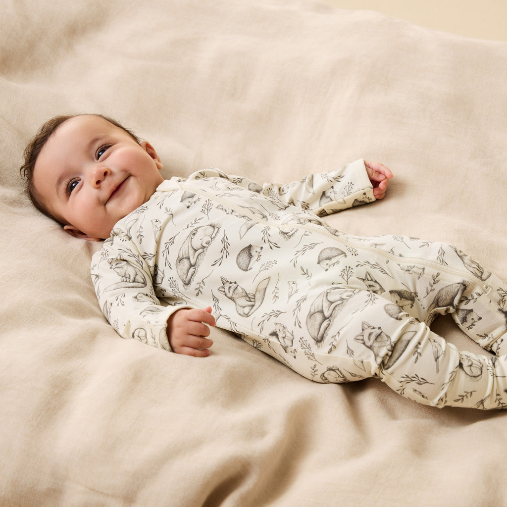 Wilson + Frenchy Foxglove Forest Organic Zipsuit with Feet