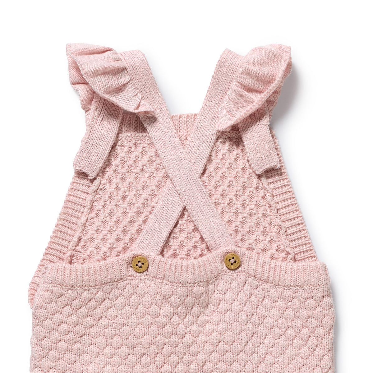 Wilson + Frenchy Marshmellow Organic Knitted Bubble Ruffle Overall