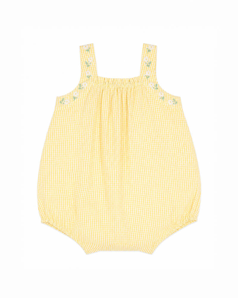 Bebe Libby Check Romper With Embleished Straps