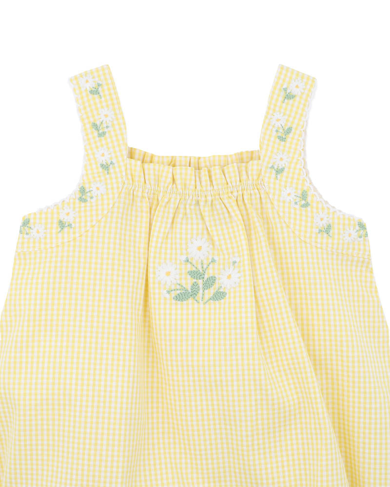 Bebe Libby Check Romper With Embleished Straps