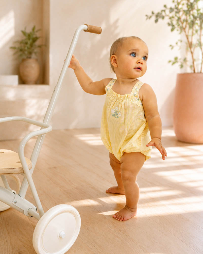 Bebe Libby Check Romper With Embleished Straps