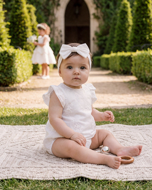 Bebe 3D Floral Embroidered Romper