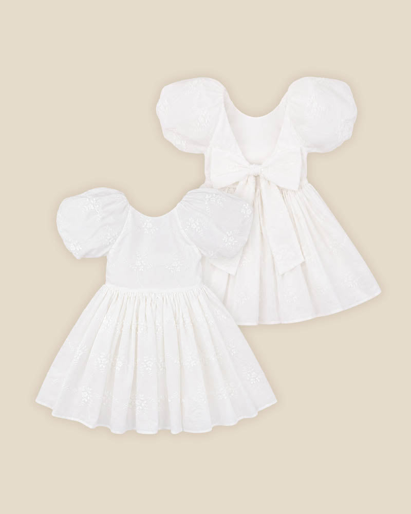 Bebe Puff Sleeve 3D Floral Emb Dress