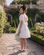 Bebe Puff Sleeve 3D Floral Emb Dress