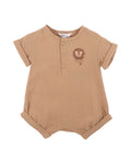 Bebe Sway Textured Embroidered Lion Romper