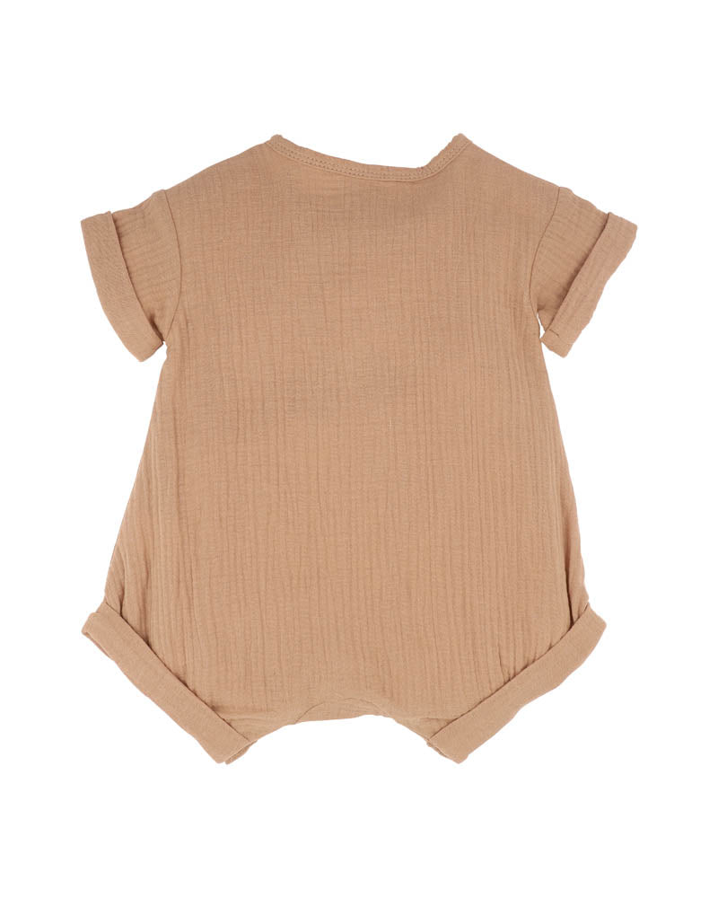 Bebe Sway Textured Embroidered Lion Romper