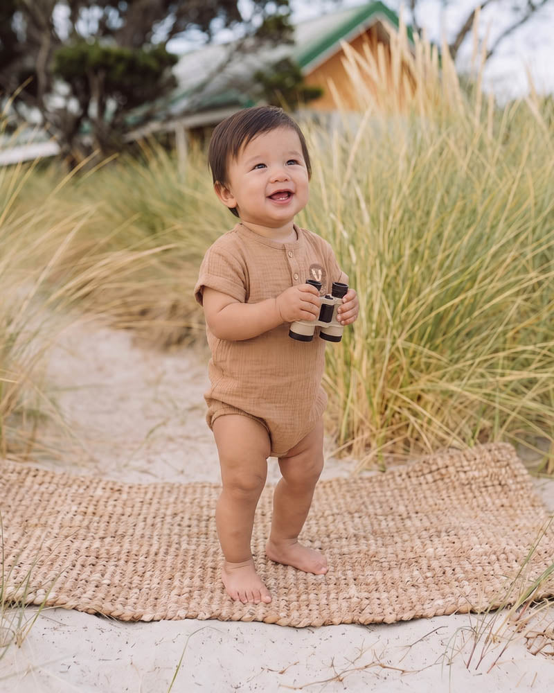Bebe Sway Textured Embroidered Lion Romper