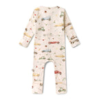 SNUGGLE HUNNY I Vintage Cars Organic Snugglesuit Convertible Romper: 6-12 Months (0)