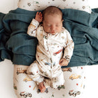 SNUGGLE HUNNY I Vintage Cars Organic Snugglesuit Convertible Romper: 3-6 Months (00)