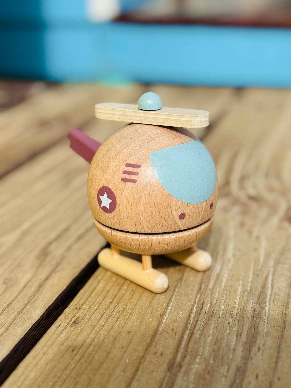 TOYSLINK I Wooden Helicopter Music Box